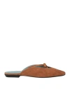 By Far Tan Finn Suede Leather Mules In Brown