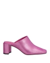 BY FAR BY FAR WOMAN MULES & CLOGS FUCHSIA SIZE 8 LEATHER, TEXTILE FIBERS