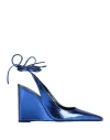 By Far Vaughn Metallic Pointed-toe Wedges In Blue