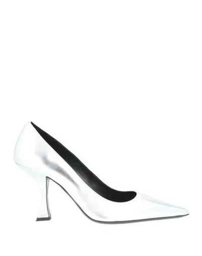By Far Woman Pumps Silver Size 8 Leather In White