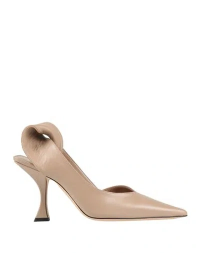 By Far Woman Pumps Taupe Size 11 Soft Leather In Grey