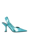 By Far Woman Pumps Turquoise Size 8 Leather In Blue