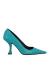 By Far Woman Pumps Turquoise Size 8 Leather In Blue