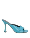 By Far Olivia Patent Leather Square Toe Sandal In Blue