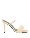 By Far Pink Ada 100 Shearling Trim Leather Sandals In Beige