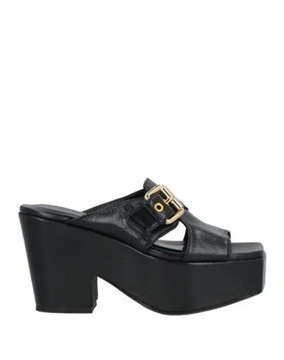 By Far Woman Sandals Black Size 6 Leather