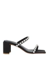 By Far 60mm Tanya Embellished Satin Sandals In Black