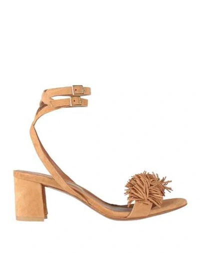 By Far Woman Sandals Camel Size 6 Leather In Brown
