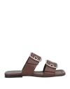 By Far Woman Sandals Dark Brown Size 6 Leather