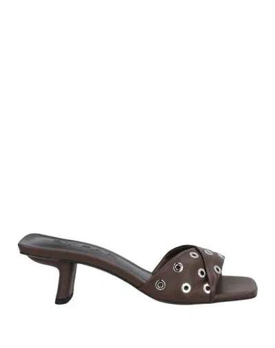 By Far Woman Sandals Dark Brown Size 6 Leather