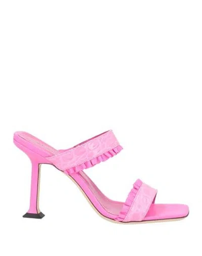 By Far Woman Sandals Fuchsia Size 10 Soft Leather In Pink