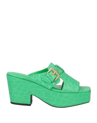 By Far Woman Sandals Green Size 6 Leather