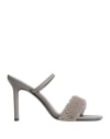 By Far Woman Sandals Grey Size 8 Shearling, Soft Leather