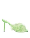 By Far Woman Sandals Light Green Size 8 Leather, Lambskin