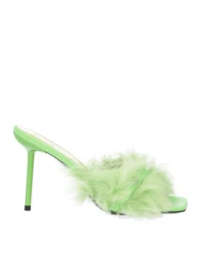 By Far Woman Sandals Light Green Size 8 Leather, Lambskin