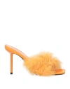 Shop By Far Woman Sandals Mandarin Size 8 Leather, Lambskin
