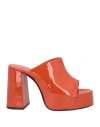 By Far Woman Sandals Orange Size 8 Leather