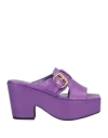 By Far Woman Sandals Purple Size 8 Leather In Purple