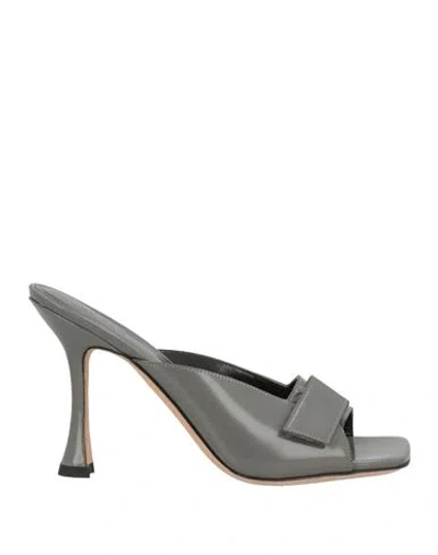 By Far Woman Sandals Taupe Size 6 Leather In Gray