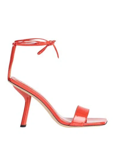 By Far Woman Sandals Tomato Red Size 9 Soft Leather