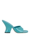 By Far Woman Sandals Turquoise Size 9 Soft Leather In Blue