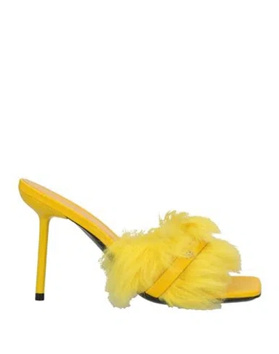By Far Woman Sandals Yellow Size 8 Leather, Lambskin