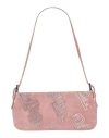 By Far Suede Dulce Rectangular Shoulder Bag With Crystals In Pink