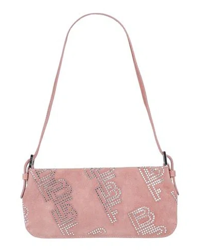 By Far Suede Dulce Rectangular Shoulder Bag With Crystals In Pink