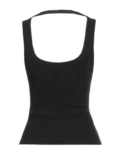 By Far Woman Tank Top Black Size M Cotton, Elastane In Multi