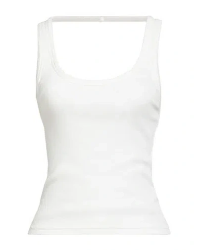 By Far Woman Tank Top White Size M Cotton, Elastane In Multi