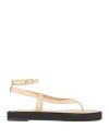 By Far Woman Thong Sandal Beige Size 10 Soft Leather