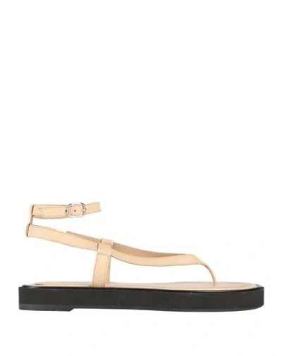 By Far Woman Thong Sandal Beige Size 10 Soft Leather