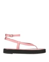 By Far Woman Toe Strap Sandals Pink Size 10 Soft Leather In Pink
