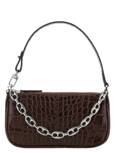 BY FAR WOMEN'S CHOCOLATE LEATHER MINI RACHEL HANDBAG