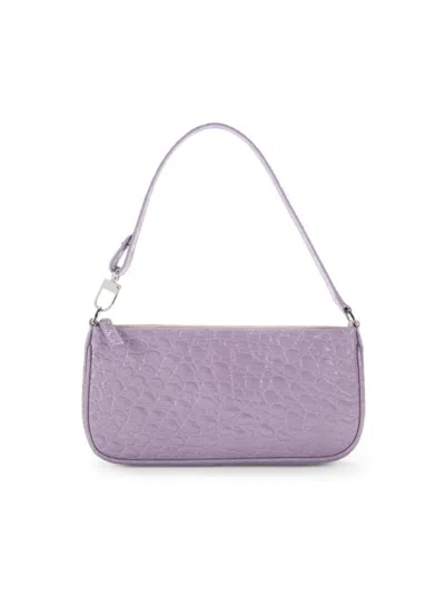 By Far Women's Croc Embossed Leather Shoulder Bag In Purple