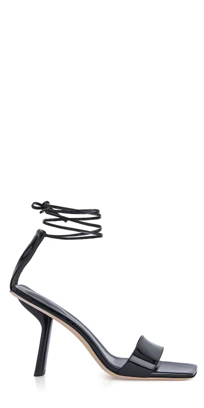 BY FAR WOMEN'S DEVON HEELS PATENT LEATHER SANDAL IN BLACK