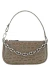 By Far Dove Grey Leather Mini Rachel Handbag