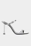 By Far Women's Flick Leather Sandal In Silver Flagstone In Multi