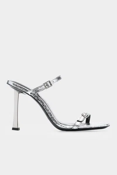 By Far Women's Flick Leather Sandal In Silver Flagstone In Multi