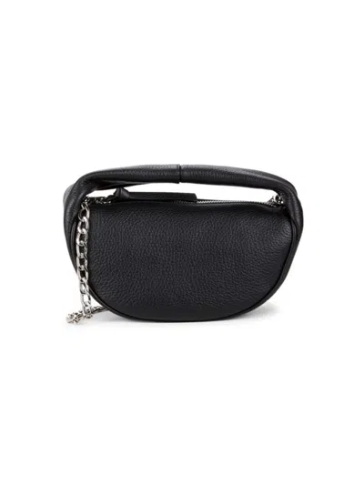By Far Women's Micro Crush Leather Shoulder Bag In Black