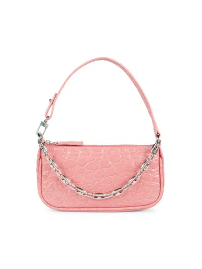 By Far Women's Mini Rachel Croc Embossed Leather Top Handle Bag In Pink