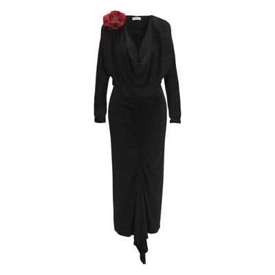By Felizia Cowl Neck Draped Top & Midi Skirt Co-ord Set In Black