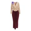 By Felizia Cowl Neck Draped Top & Midi Skirt Co-ord Set In Multicolour
