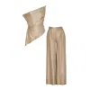 By Felizia Neutrals Talia Co-ord Set With Asymmetrical Top & Wide Pants In Sand