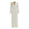 By Felizia Neutrals Tuxedo Suit In Ecru In Beige