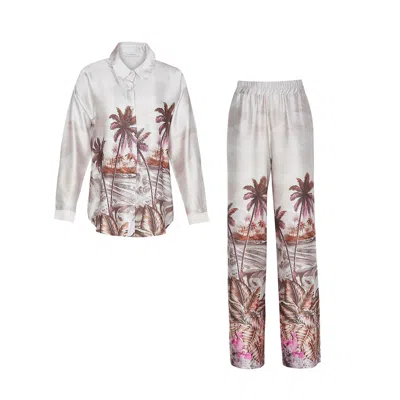 By Felizia Rose Gold / Pink / Purple Palma Printed Pajama Set In Pink