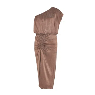 By Felizia Rue Co-ord Set With One Shoulder Top & Midi Skirt In Brown