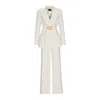 By Felizia White Fitted Belted Suit In Ecru In White