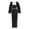 By Felizia Women's Sequin Strapless Gown With Tulle Cape In Black In Black