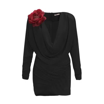 By Felizia Women's Cowl Neck Draped Mini Dress In Black